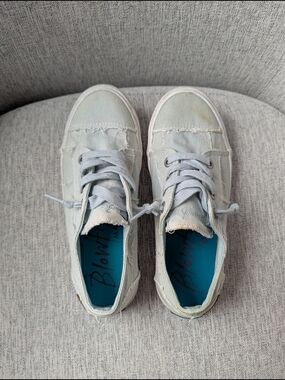Blowfish Light Blue Frayed Canvas Lace-Up Sneakers